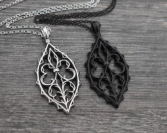 Gothic fleur-ketting, kathedraalhanger, gelaagde ketting, uniseks roestvrijstalen sieraden