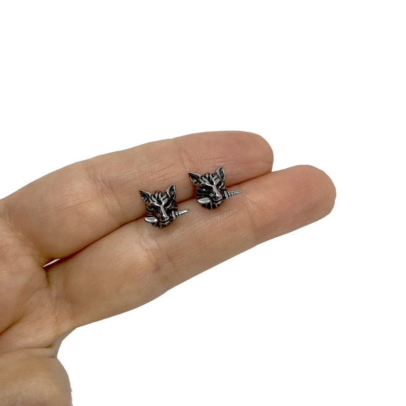 Wolf Earrings Wolf Studs Wolf Jewelry Stainless Steel Etsy