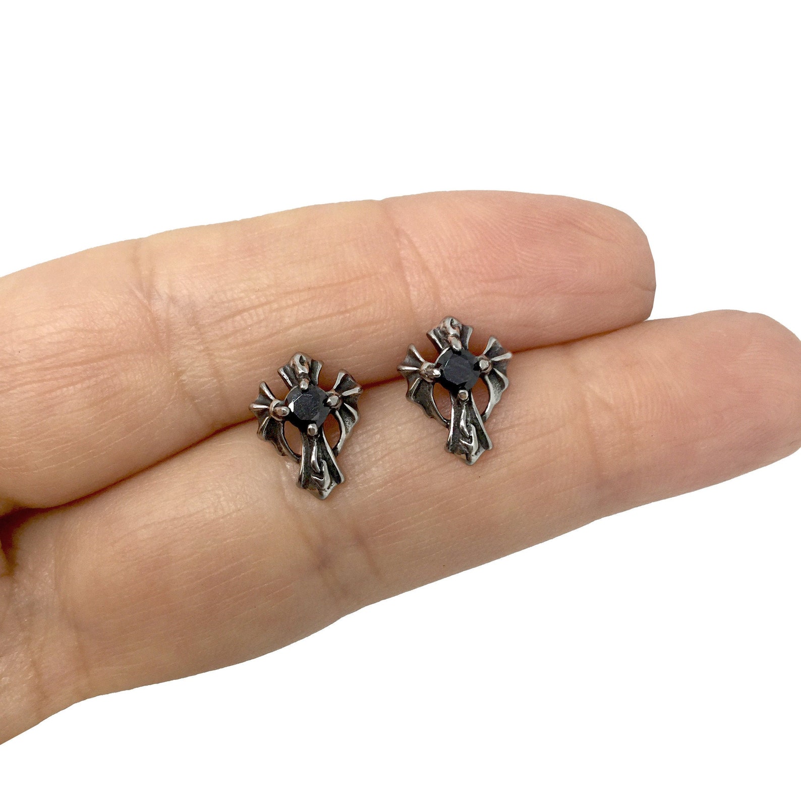 Cross Earrings Cross Studs Mens Earrings Stainless Steel Etsy