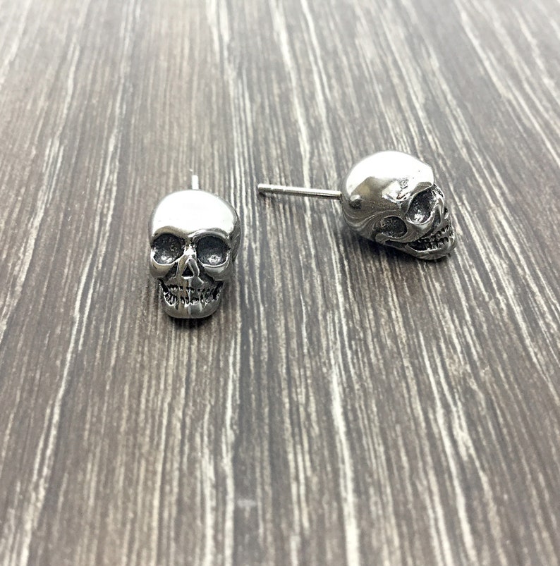 Skull Earrings Skull Studs Skull Jewelry Stainless Steel | Etsy