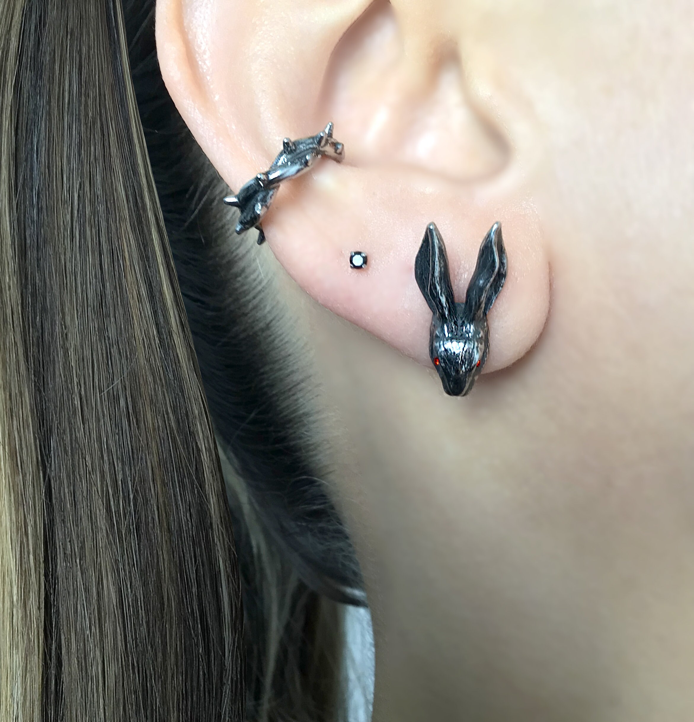 Bronze Rabbit Earring Rabbit Earrings, Rabbit Studs, Rabbit Jewelry, Stainless Steel Earrings ...