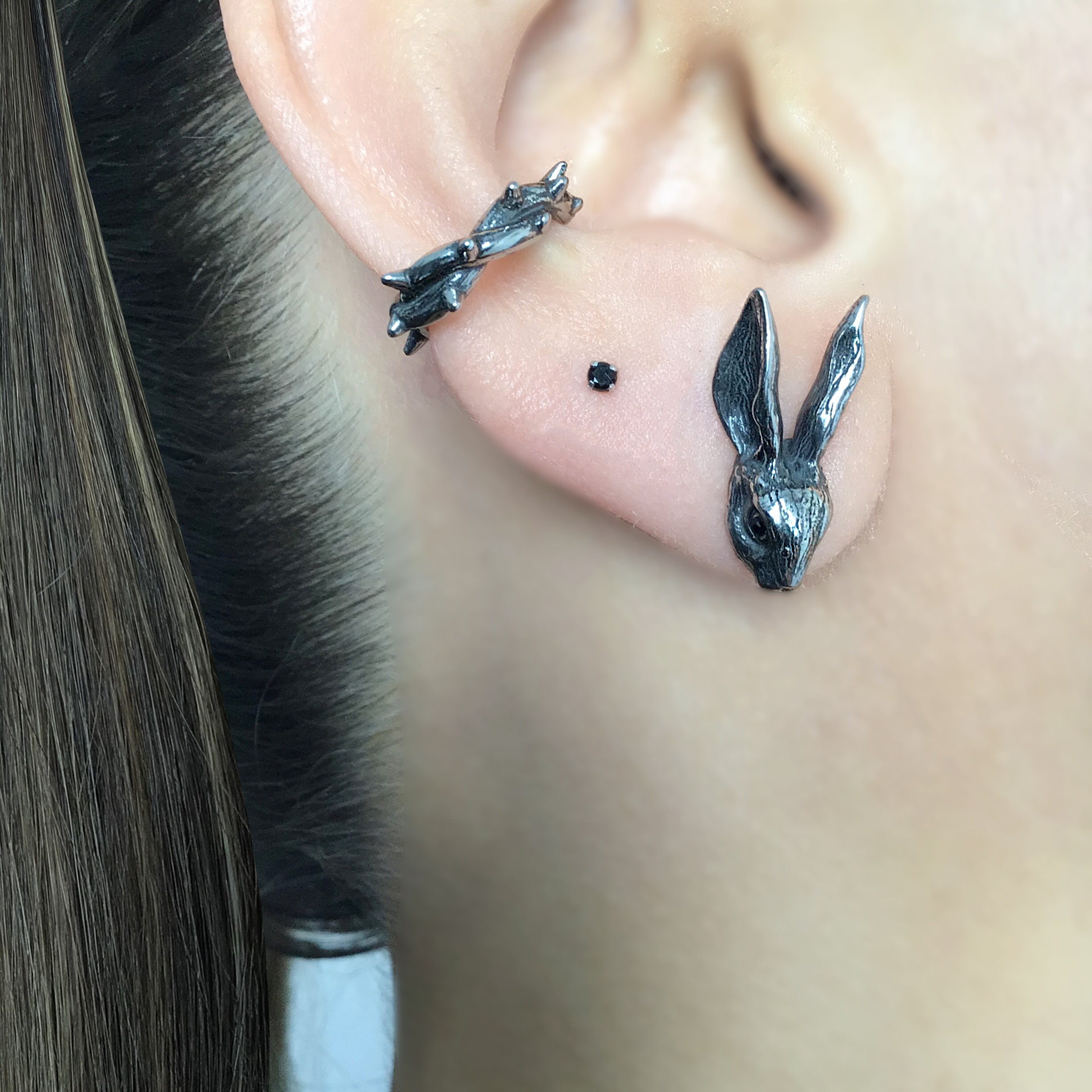Bronze Rabbit Earring Rabbit Earrings, Rabbit Studs, Rabbit Jewelry, Stainless Steel Earrings ...