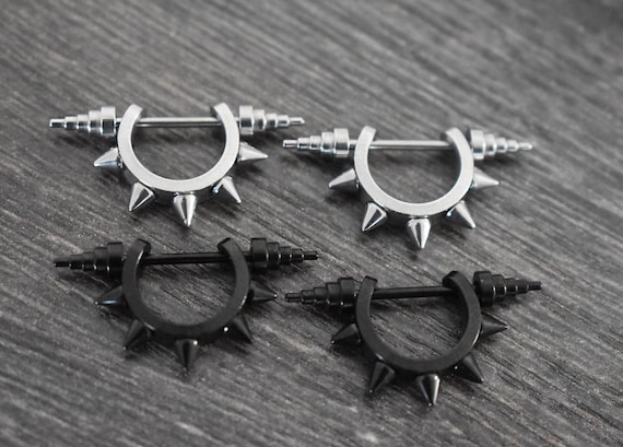 Double Screw Spike Earrings Stainless Steel Earrings Gothic Jewelry Hoop Earrings Huggie Hoops With Spikes Screw Closure Etsy