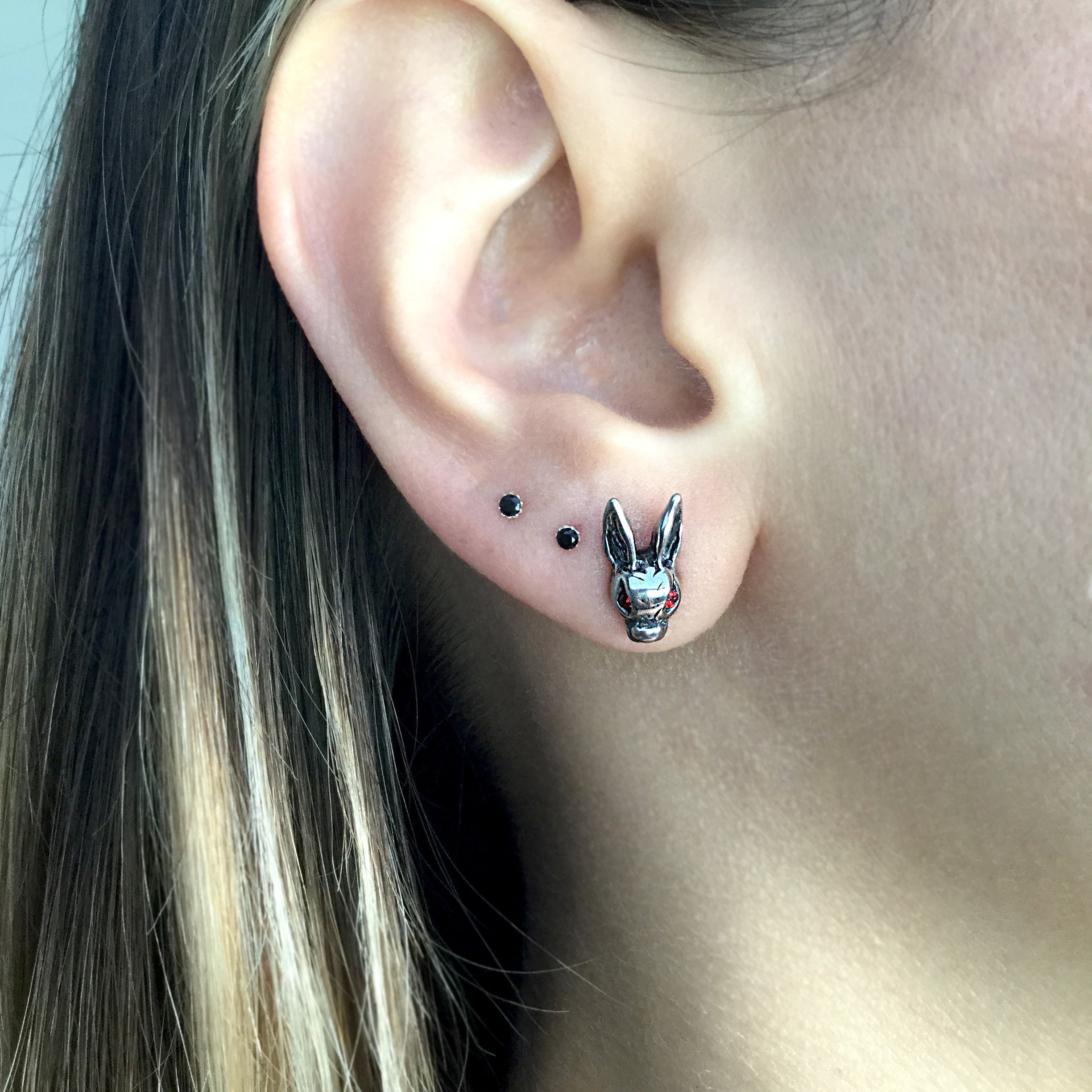 Bronze Rabbit Earring Rabbit Stud Earrings, Stainless Steel Gothic Bunny Jewelry - Etsy