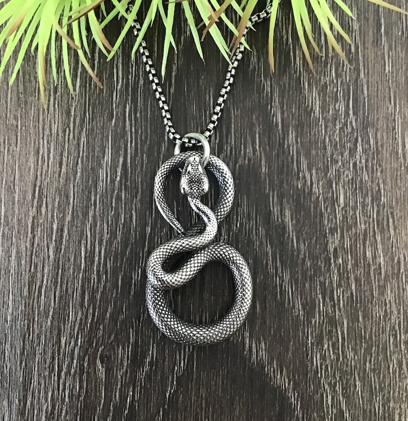 Snake pendant snake necklace stainless steel jewelry gothic | Etsy