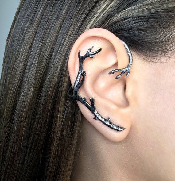 Twig Ear Cuff With Buds, Gothic Stainless Steel Jewelry - Etsy