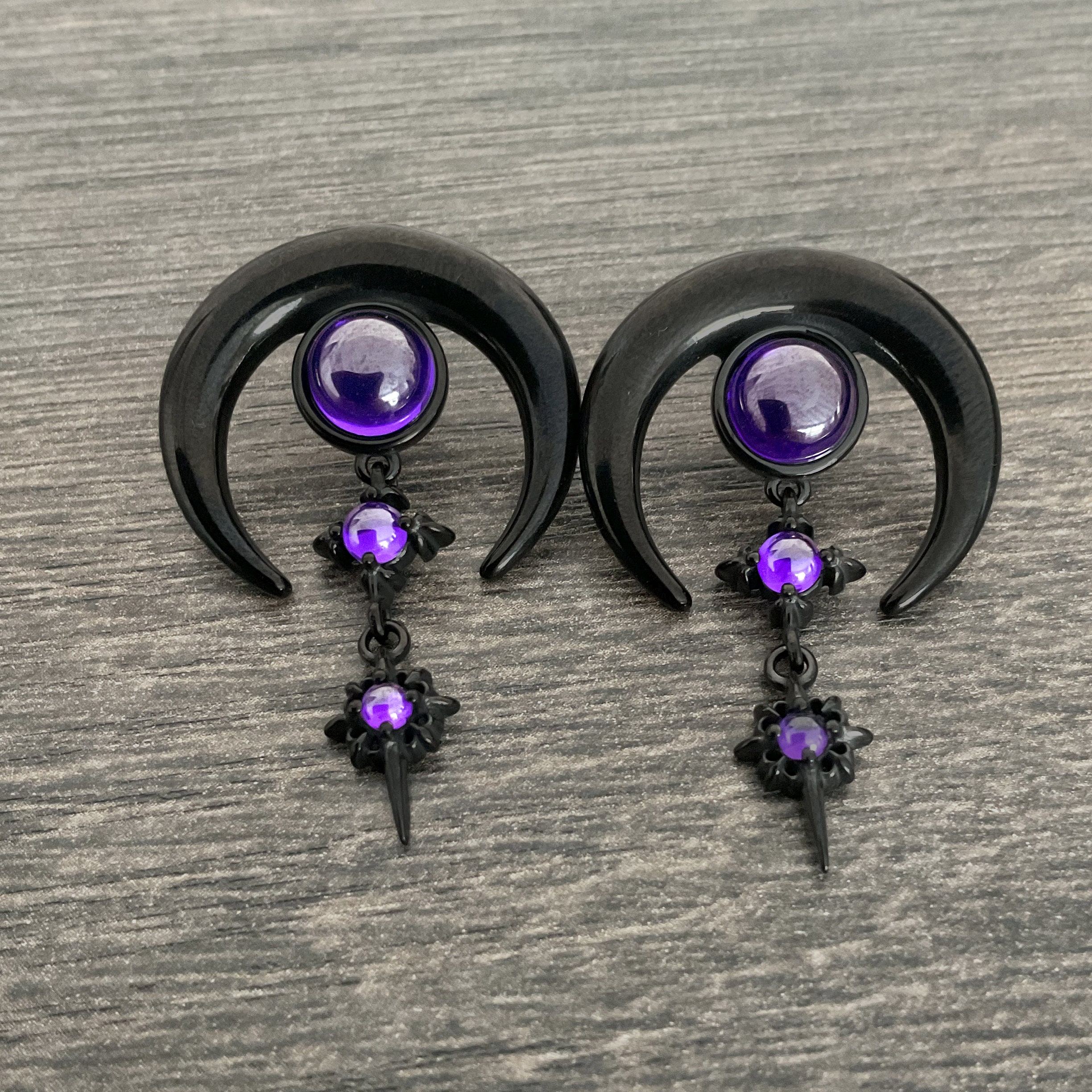 【BLACKPURPLE】[BLACKLABEL] Full Moon Crystal Earring Amazon.com: KZZENKI Purple and Black Earrings for Women Men