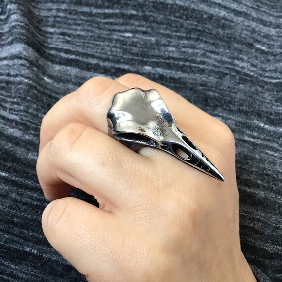 Raven Skull Ring Skull Ring birds Skull Jewelry Gothic - Etsy