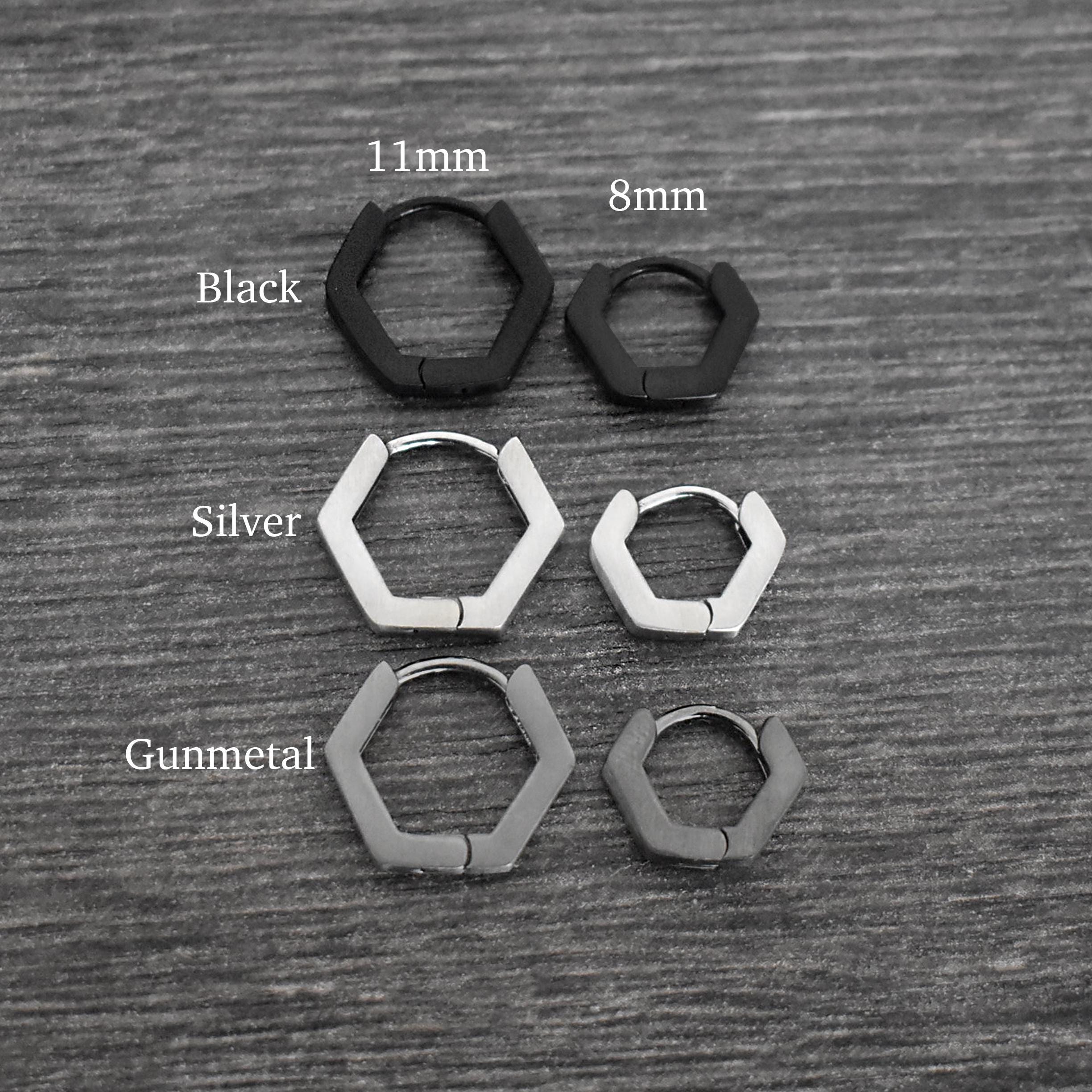 DOUBLE CIRCLE PATTERN RING -SILVER925-サークルリング Huggie Hoop Earrings 16g Black - Etsy UK