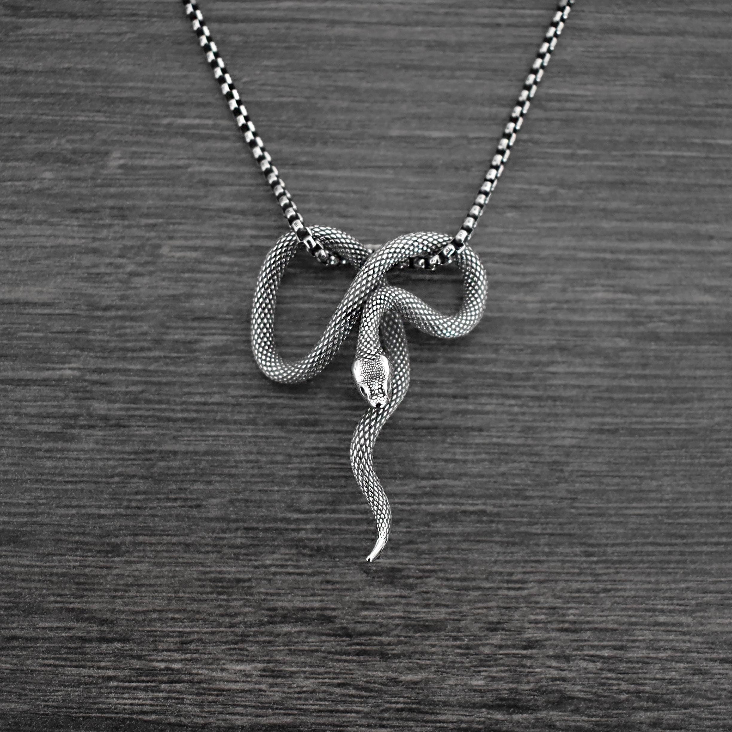 Snake pendant, snake necklace, stainless steel jewelry, serpent jewelry, serpent necklace, serpent ,unisex necklace, mens necklace