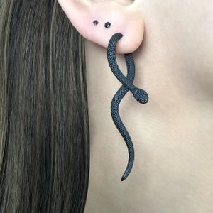 Snake earrings,Snake Front back earrings, snake earrings, stainless steel earrings, gothic jewelry, ear jacket, snake front back earrings