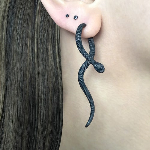 Snake earrings,Snake Front back earrings, snake earrings, stainless steel earrings, gothic jewelry, ear jacket, snake front back earrings