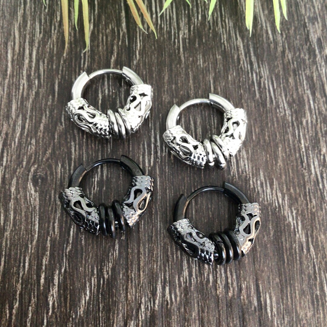 Tribal Hoop Earrings, Black Hoop Earring , Tribal Earrings, Gothic