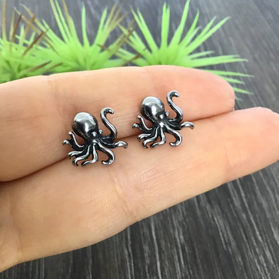 Octopus Earrings Octopus Studs Gothic Earrings Gothic Studs
