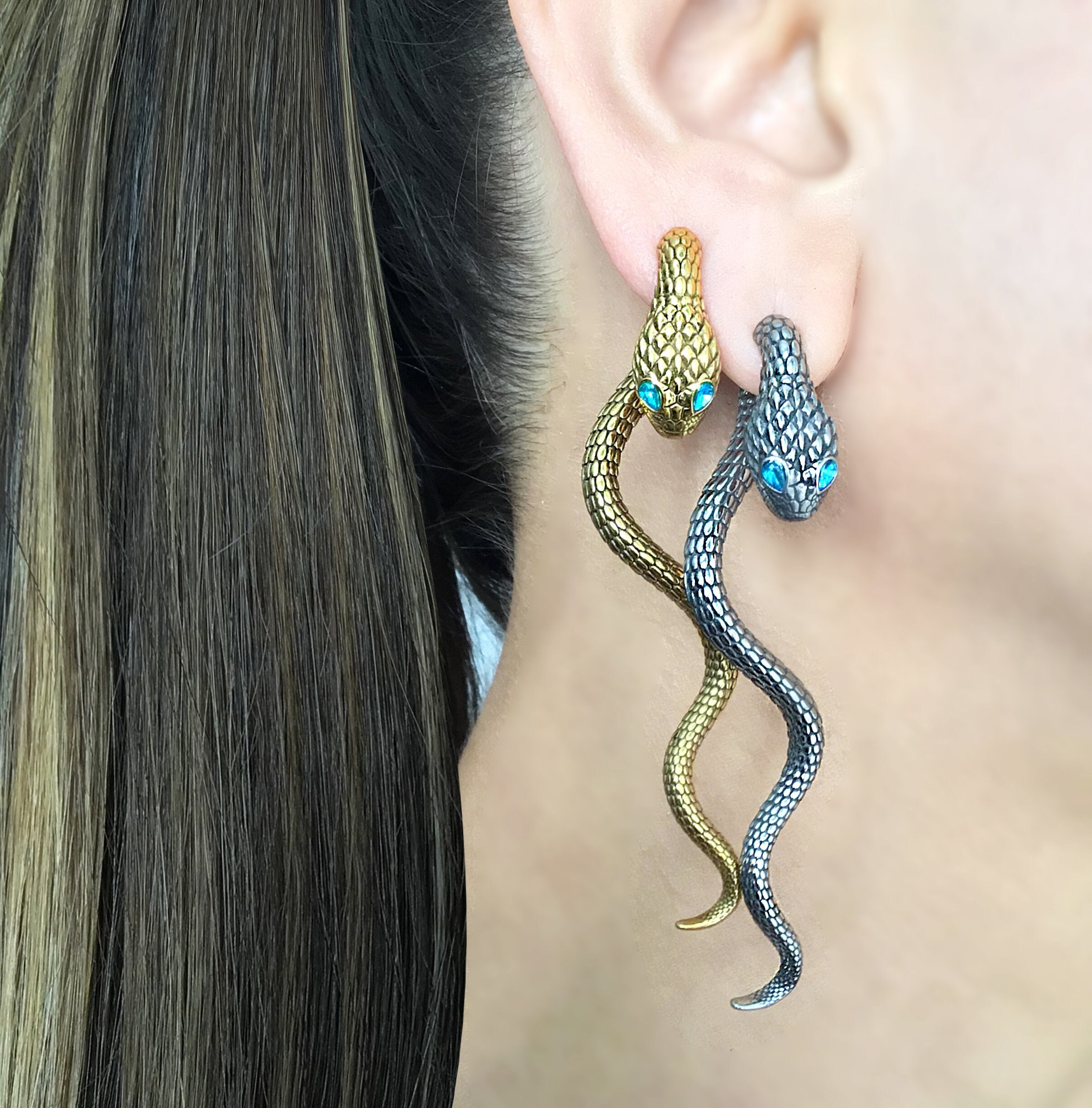 Snake Ear Jacket With Aquamarine Eyes,serpent Front and Back