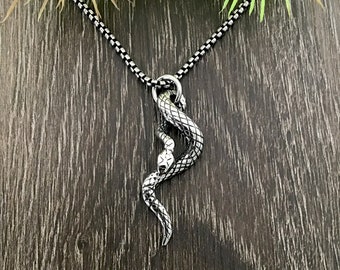 Snake pendant,  snake necklace, stainless steel jewelry, boho necklace, serpent jewelry, serpent necklace, serpent ,unisex necklace