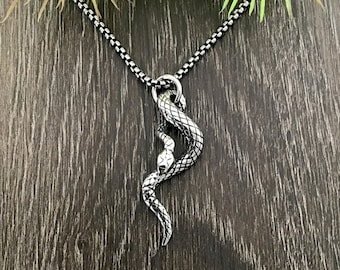 Snake pendant,  snake necklace, stainless steel jewelry, boho necklace, serpent jewelry, serpent necklace, serpent ,unisex necklace