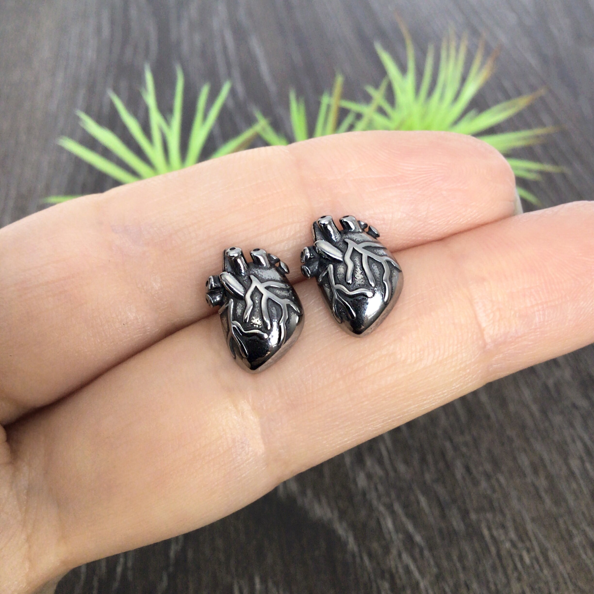 Anatomical heart earrings anatomical heart studs Gothic Etsy