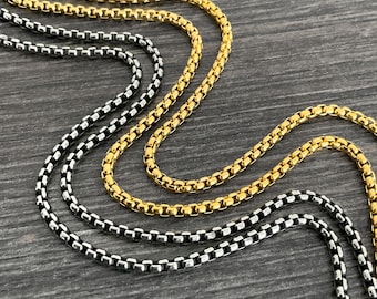 Box chain ,Stainless steel Box chain, Cord necklace, choker chain, choker, gold chain, silver chain, mens chain, necklace