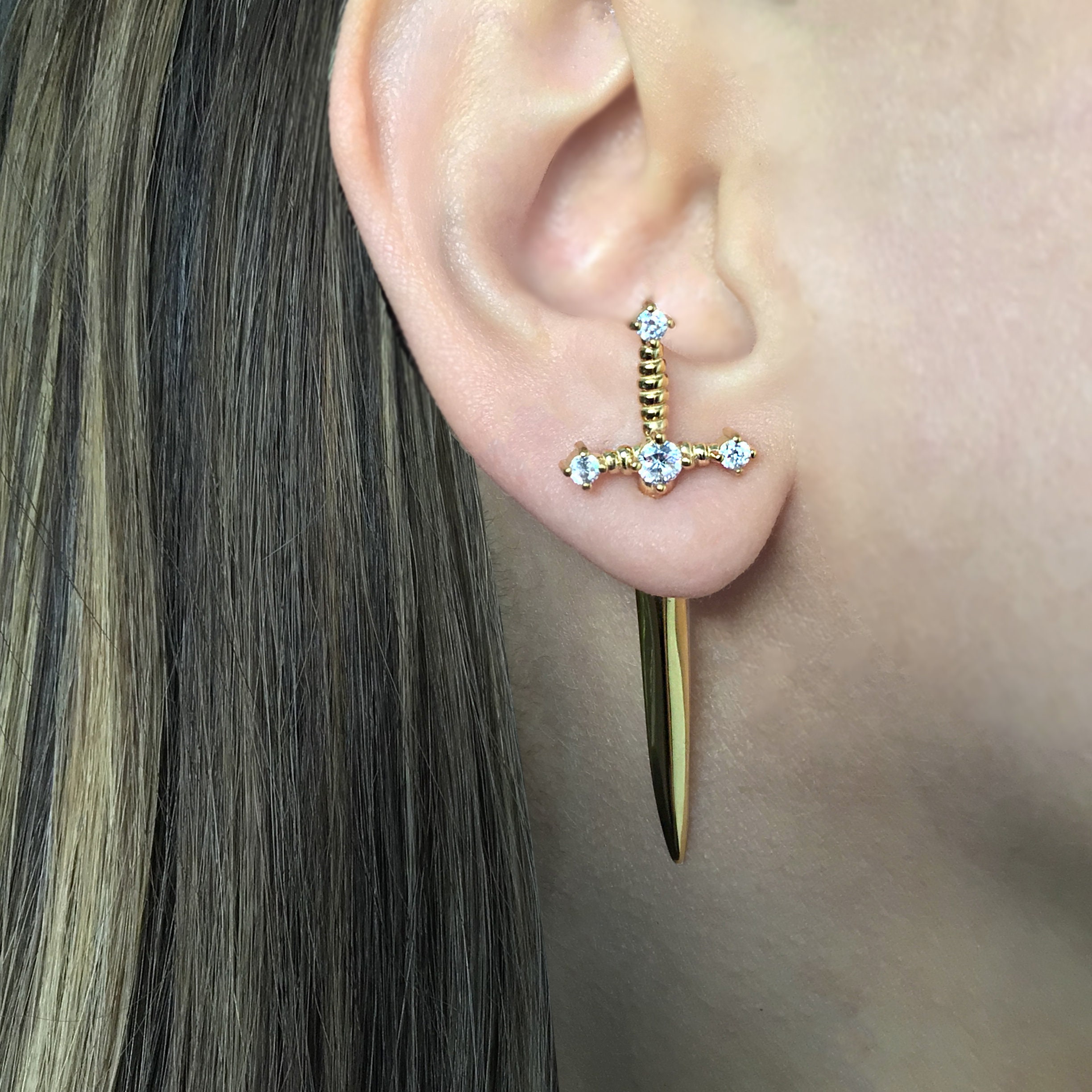 Sword Earrings Dagger Earrings Front Back Earrings Gothic