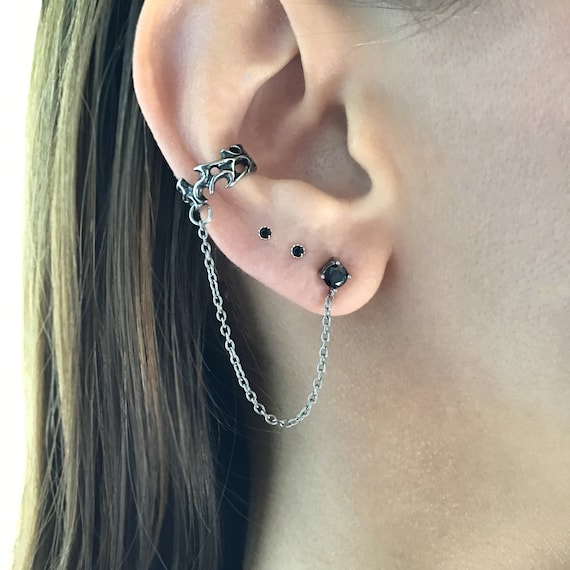 Single Ear Cuff With Stud Gothic Ear Cuff Stainless Steel