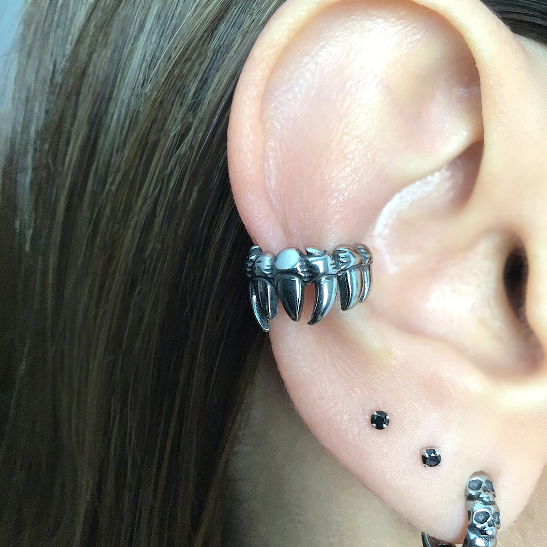 Fangs Ear Cuff Gothic Ear Cuff Stainless Steel Jewelry Etsy