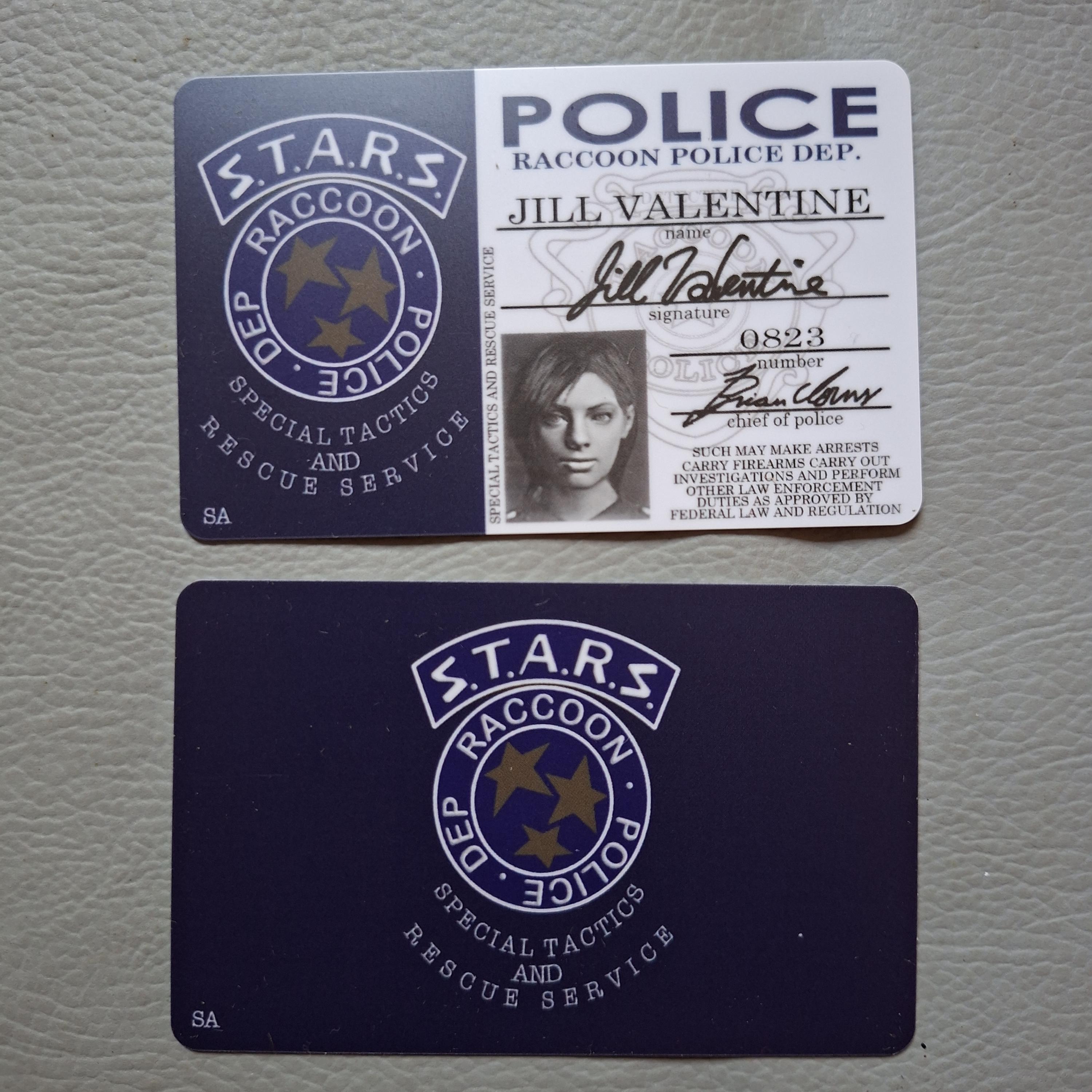Resident Evil 1 & HD Remaster ID Card Jill Valentine, Chris