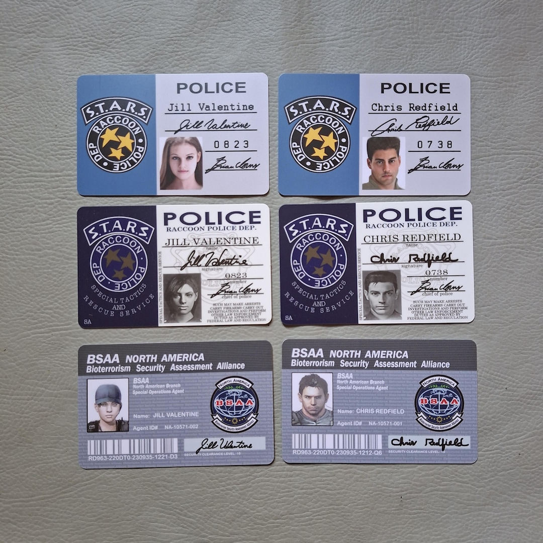 Resident Evil 1 & HD Remaster ID Card Jill Valentine, Chris