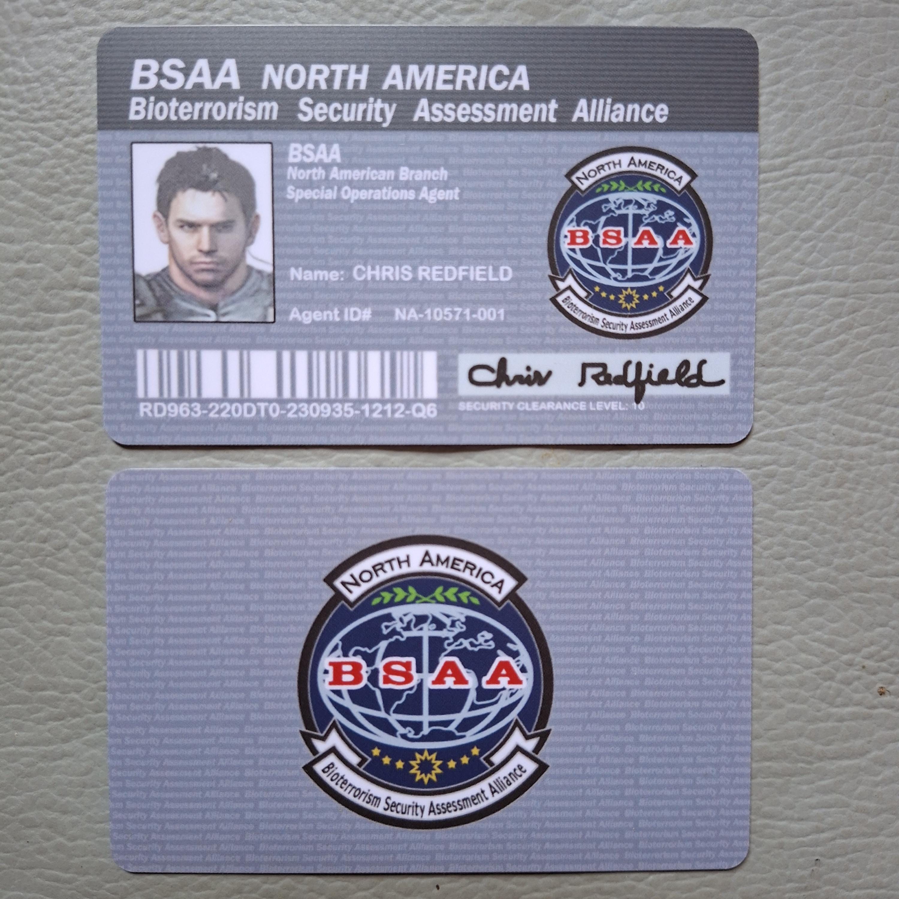 Resident Evil 1 & HD Remaster ID Card Jill Valentine, Chris
