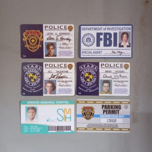 Resident Evil 2 & 3 Remake-sleutelkaart Jill Valentine, Brad Vickers, Leon, R.P.D. Parkeervergunning, Spencer Memorial Hospital, Ada ID