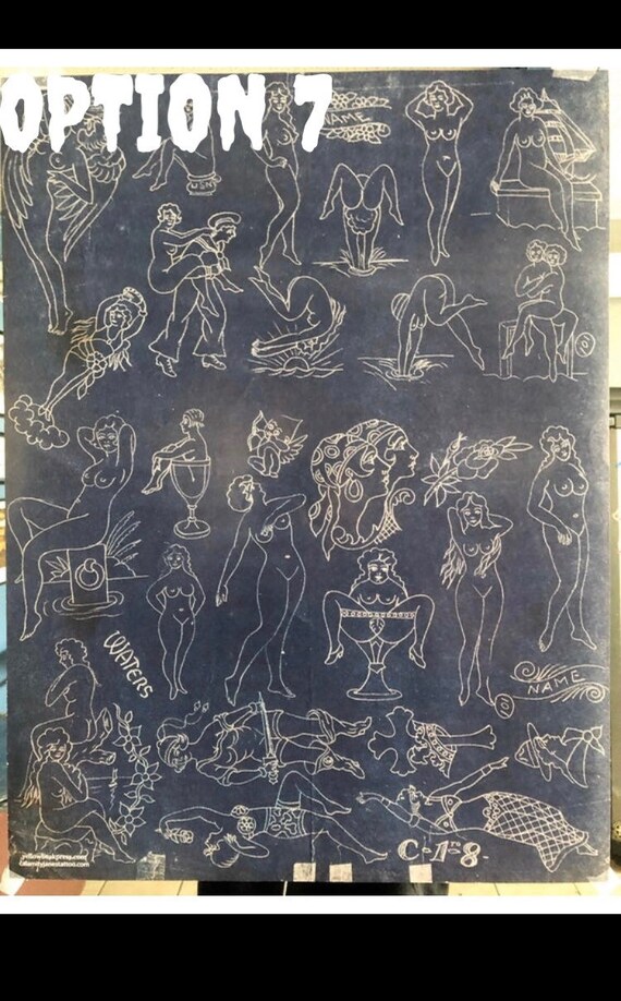 Percy Waters Antique Tattoo Flash Blueprint Poster - Etsy Canada