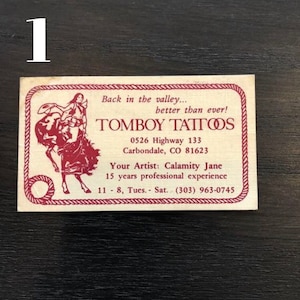 Cartão de visita de tatuagens Tomboy de variedade vintage