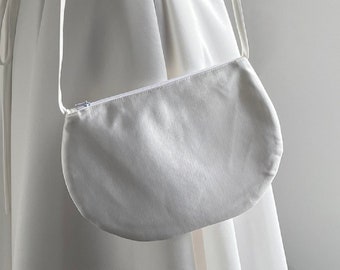 Witte satijnen bruidstas, clutch voor trouwdag, cadeau voor bruid