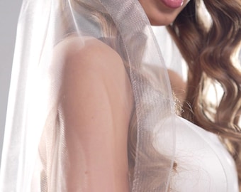 Horsehair edge veil, Bridal trim veil, Wedding chapel horsetail veil