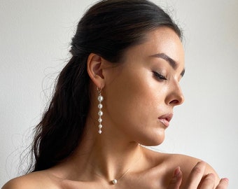 Pearl bridal jewelry set, drop earrings,bridal necklace pendant, wedding earrings