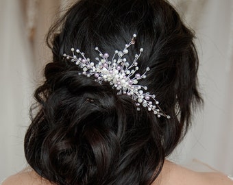 Pearl hair comb Pink bridal piece, prom, wedding