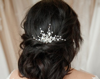 Crystal bridal hair pin Silver wedding hair stick