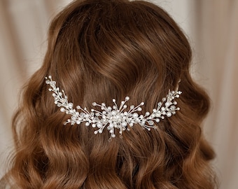 Wedding Hair Vine, Pearl Bridal Headband, Hair Accessories For Bride, Crystal Hair Piece