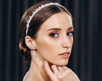 Pearl Crystal Bridal Headband, Classic Wedding Hair Piece, Bridesmaid Headpiece