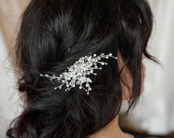 Peigne nuptial en cristal d’opale, accessoires de cheveux de mariage, morceau de cheveux de mariage