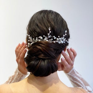 Pearl bridal hair pins wedding crystal