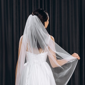 Cascading cut edge simple wedding veil for bride Single layer one tier veil
