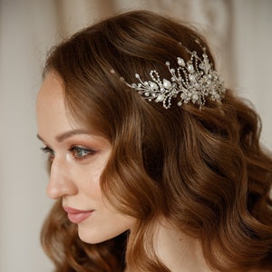 Wedding Hair Vine, Bridal Hair Piece, Floral Hair Comb, Crystal Bridal Jewelry image 1