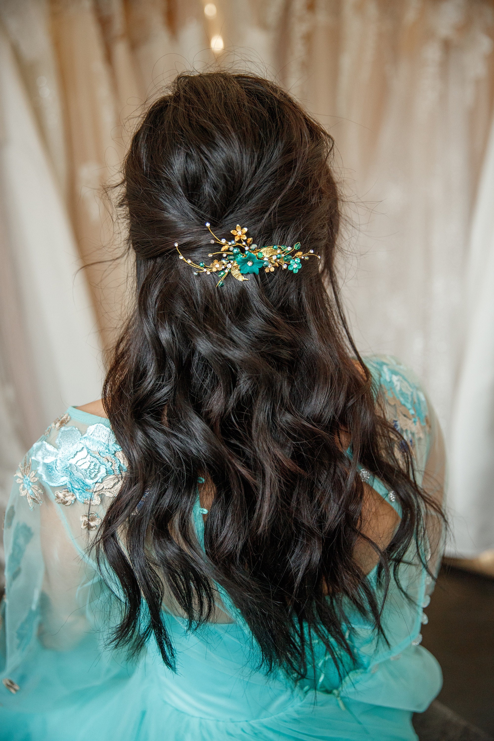 Turquoise Hair Pin: Bridal Wedding Flower Hair Piece - Etsy