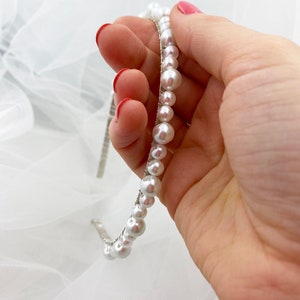 Bandeau de mariée simple en perle, pièce de cheveux de mariage boho, coiffure de demoiselle dhonneur, diadème de fête de mariée image 5
