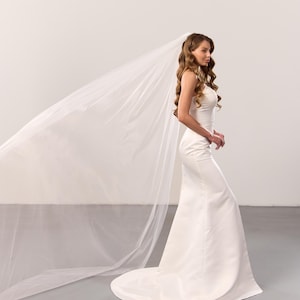 Soft wedding veil, Bridal single layer plain veil, One tier simple veil