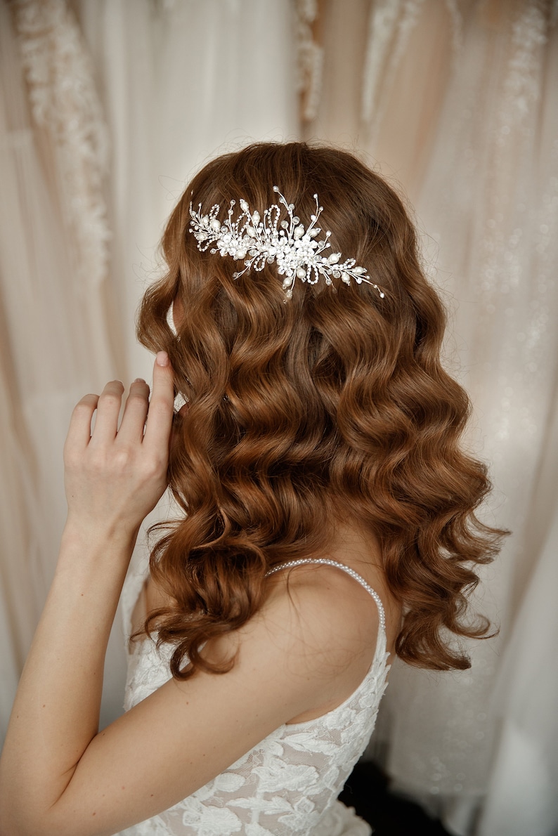 Wedding Hair Vine, Bridal Hair Piece, Floral Hair Comb, Crystal Bridal Jewelry image 3