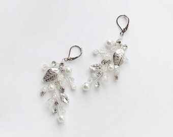 Wedding earrings for brides, bridal earrings, pearl earrings, bridal drop earrings bridesmaids earrings crystal