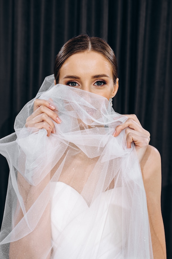 Glitter Wedding Veil, Bridal Shimmer Cathedral Chapel Veil  display picture 1