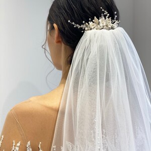 Bridal Flower Hair Piece, Wedding Hair Vine, Pearl Comb Floral Headpiece image 7